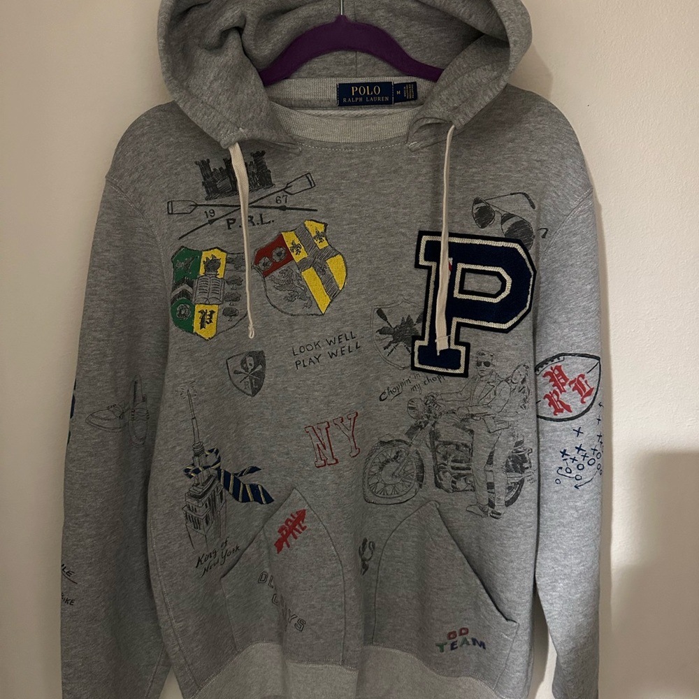 Polo Ralph Lauren Men's Vintage Collegiate-Inspired Cotton Hoodie - M